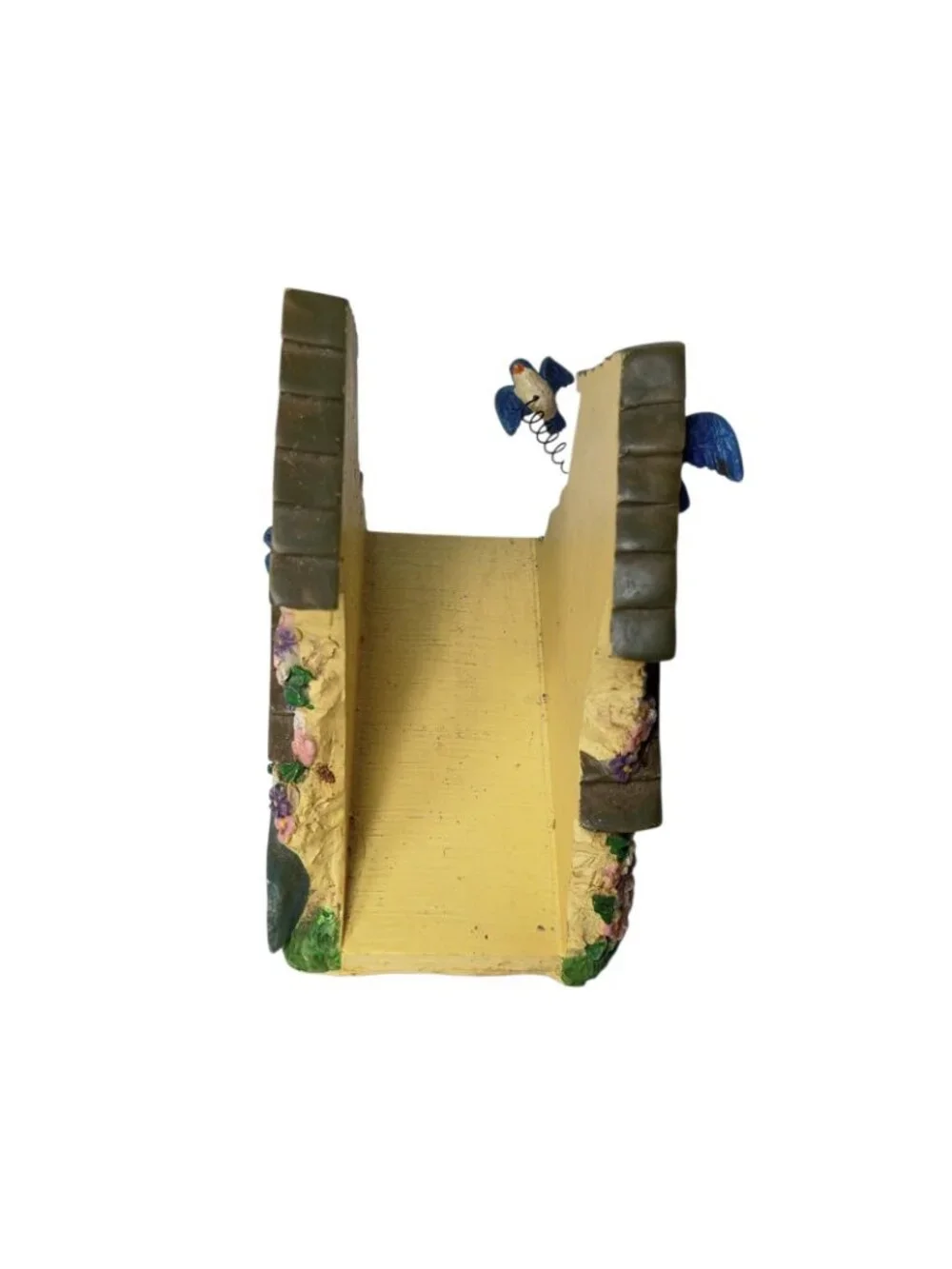Vintage Resin Birdhouse Napkin Holder Cottagecore Flowers Articulated